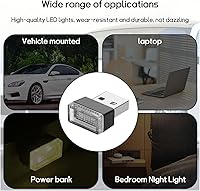 Vista 10 de 4 lámparas LED USB para el interior del automóvil, mini luz nocturna LED portátil, kit de iluminación ambiental de interfaz USB enchufable