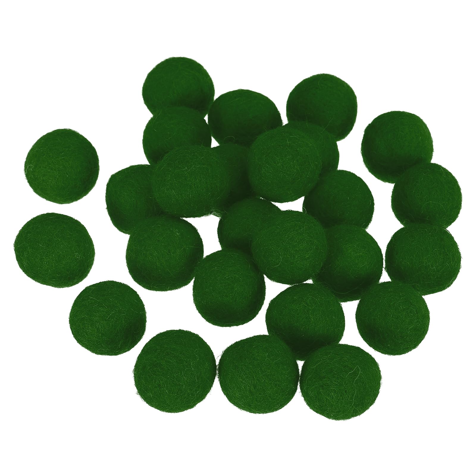 PATIKIL 1.5cm/0.6" Wool Felt Beads, 25 Pcs Natural Wool Felt Bead Balls Handmade Pom Poms for Craft DIY Projects Felting Garland Home Decor Dream Catcher Party Pompom, Green