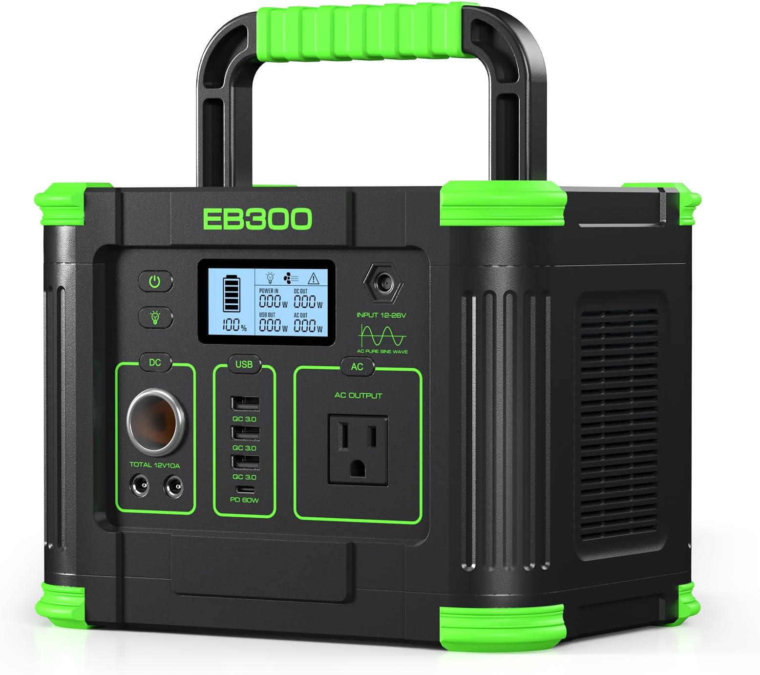 Portable Power Station 300W, 288Wh Lithium Battery, 60W Fast Charging, Up to 300W(Peak 600W) AC Outlets, Solar Generator for Outdoor Camping RVs Home Use