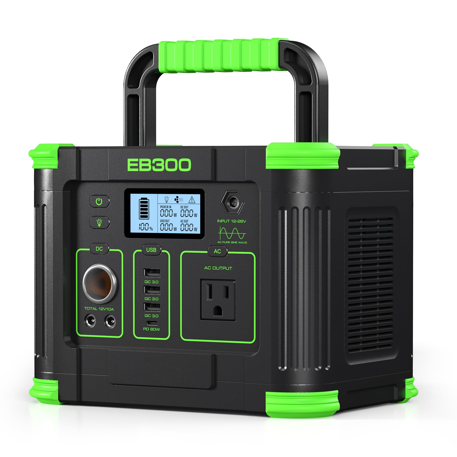 GRECELL Portable Power Station 300W, 288Wh Lithium Battery, 60W Fast Charging, Up to 300W(Peak 600W) AC Outlets, Solar Generator for Outdoor Camping RVs Home Use