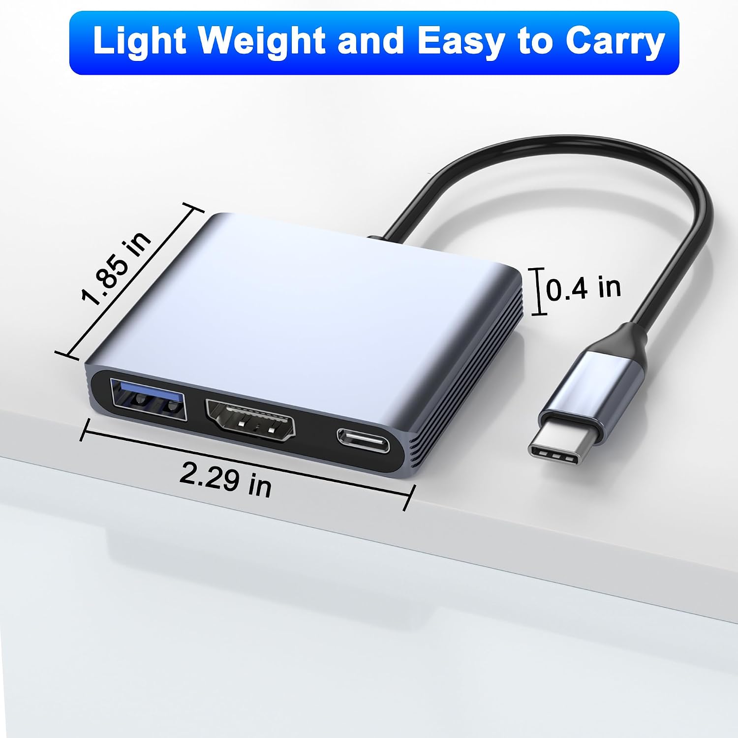 USB C to HDMI Adapter, 3-in-1 4K@30Hz Digital AV Multiport Adapter with 4K HDMI Output, 100W PD & USB 3.0 Port, Type C to HDMI Adapter Compatible for MacBook Pro, HP, MacBook Air, iPad Pro, Dell, HP