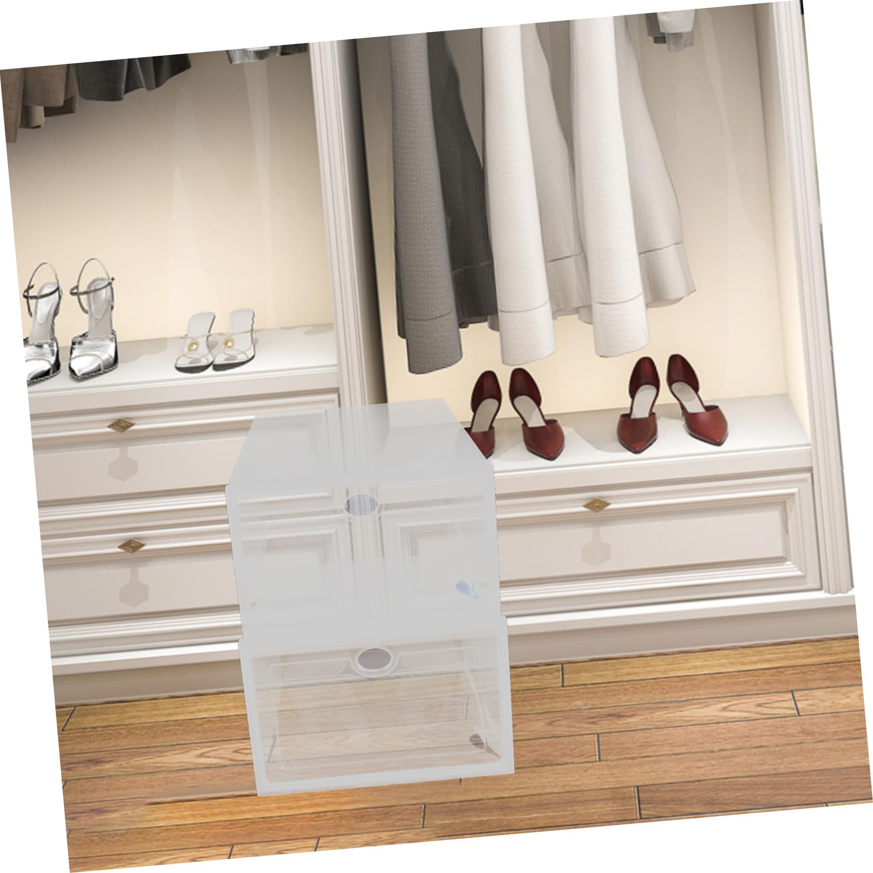 ERINGOGO Scatole Per Scarpe Trasparenti Impilabili Coperchio, Organizer Leggero e Resistente Per Scarpiera, Contenitori Robusti Da 33x23x14 Cm, Set Da 5 Pezzi Adatti Per Casa, Dormitorio e Negozio