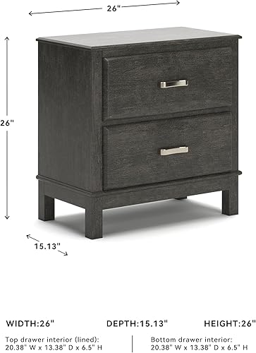 Miniatura 3 de Signature Design by Ashley Caitbrook - Mesita de noche contemporánea de 2 cajones con construcción de cola de milano, 26 pulgadas de alto, gris