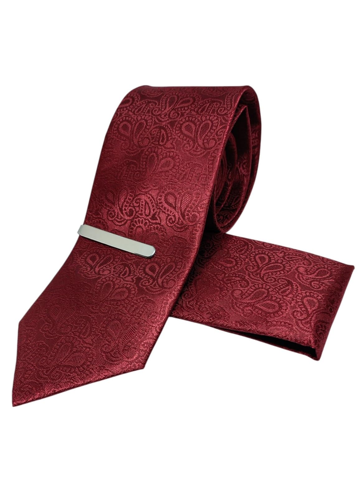 FashMade Italian Microfibre Tie & Pocket Square Combo with Silver Brass TiePin | 2.75 Inch Broad Tie | 10x10 inch Pocket Square TP-03-image-34