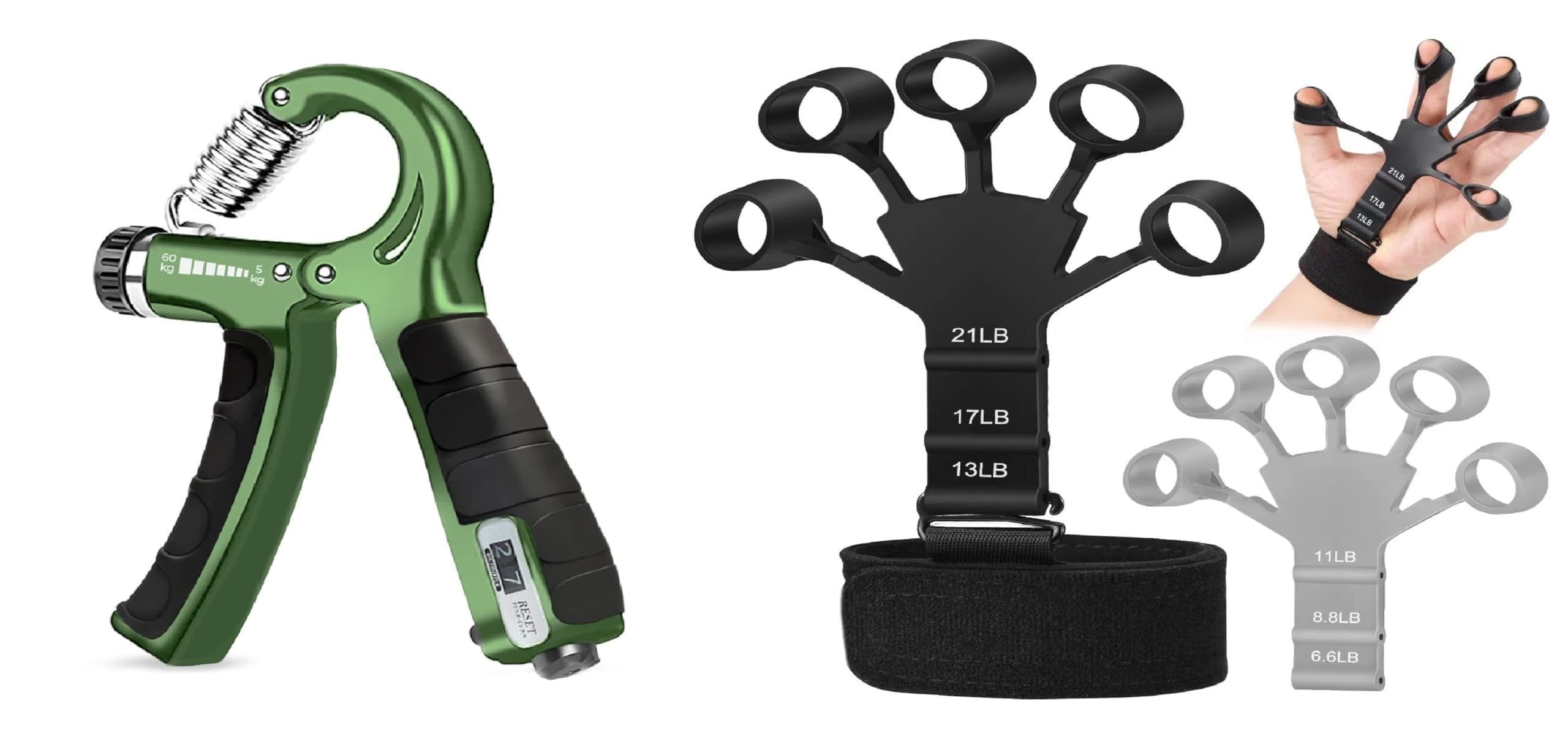 xyno Hand Grip Strengthener Combo Pack with Counter & Forearm Exerciser | Adjustable Resistance Grip Trainer for Hand, Wrist & Finger Strength-image-43