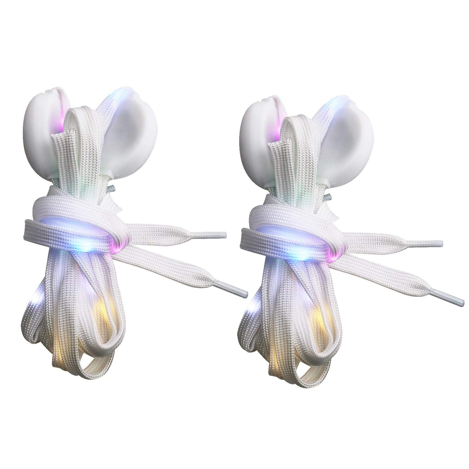 OTOTEC2 Pairs Flashing Shoelaces LED Nylon Light Shoe Laces Set White Lighting Party Hip-hop Dancing Decoration Cycling Hiking Roller-skating Rollerblade