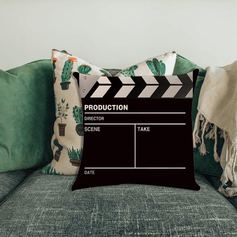 Copri Cuscino Tiro 1pc 45x45 Cm Black Bianco Vecchio Film Film Azione Clapper Board Cuscine