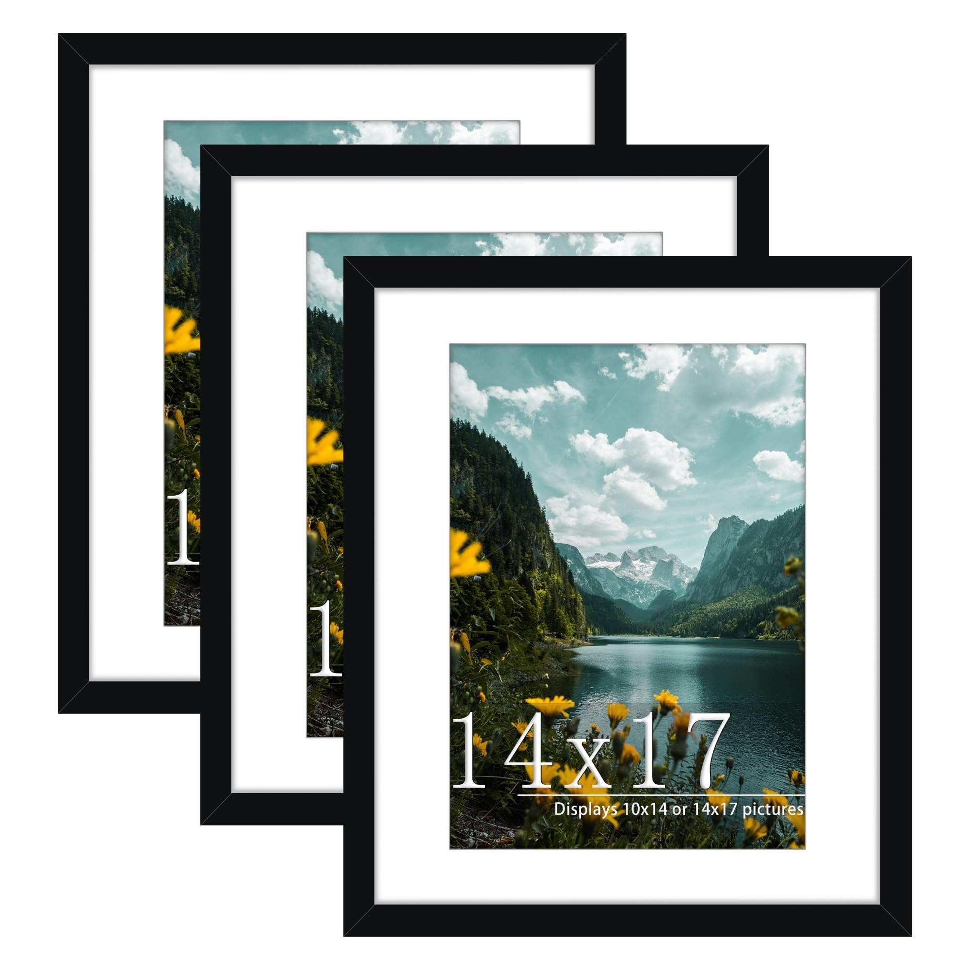 Picrit 14x17 Black Picture Frame, Poster Frame for Wall, 3 Pack