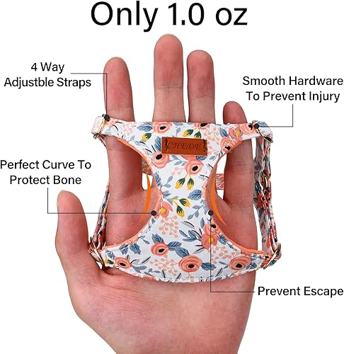 Miniatura 79 de CHEDE No Pull Floral Pattern Dog Harness - Lightweight and Soft, Adjustable Small Dog Harness Set with Leash, Suitable for Puppy to Medium-Sized Dog