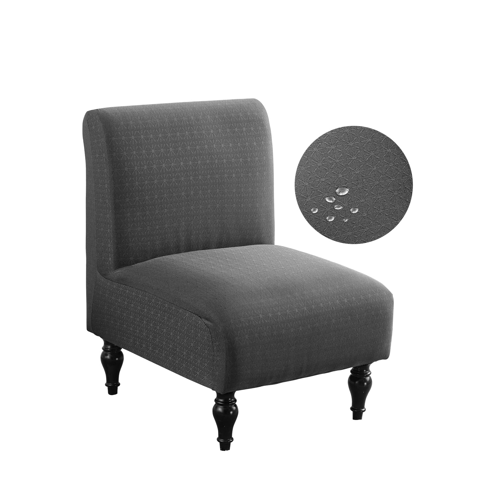 Waterproof Armless Accent Chairs Covers, Thick Armless Recliner Sofa Cover stretchable, Removable Armless Chair Slipcover for Living Dining Room Hotel (DarkGrey, 1pc)
