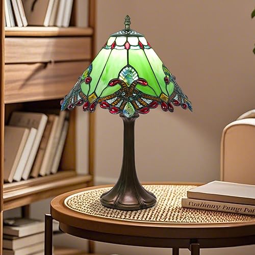Miniatura 7 de Lámpara de mesa estilo Tiffany de 12 pulgadas, lámpara barroca de vidrieras con control remoto, regulable continua y 3 temperaturas de color,