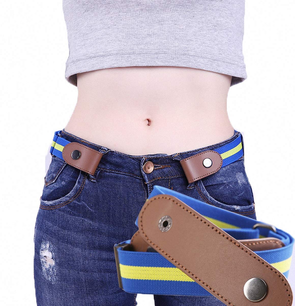 No Buckle Jeans Belt Adjustable Invisible Elastic Stretch Waist belts for Men/Women