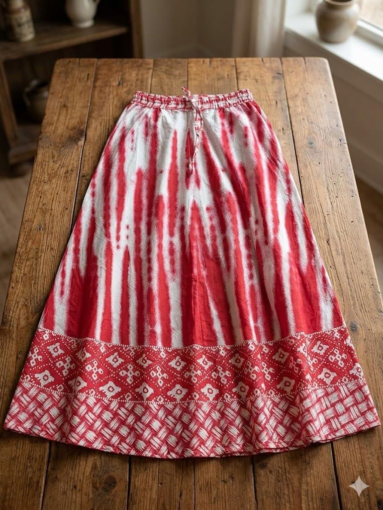 Rastogi Handicrafts Jupe longue en coton imprimé bohème pour femme - Taille unique - Taille unique - 55,9 - 99,1 cm
