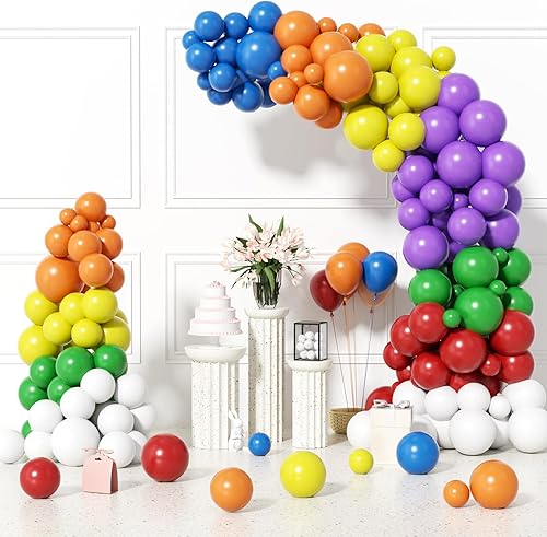 GaesQae 165 globos de arco iris para arco de globos, kit de arco de globos, globos de fiesta de colores, ideal para decoración de bodas,
