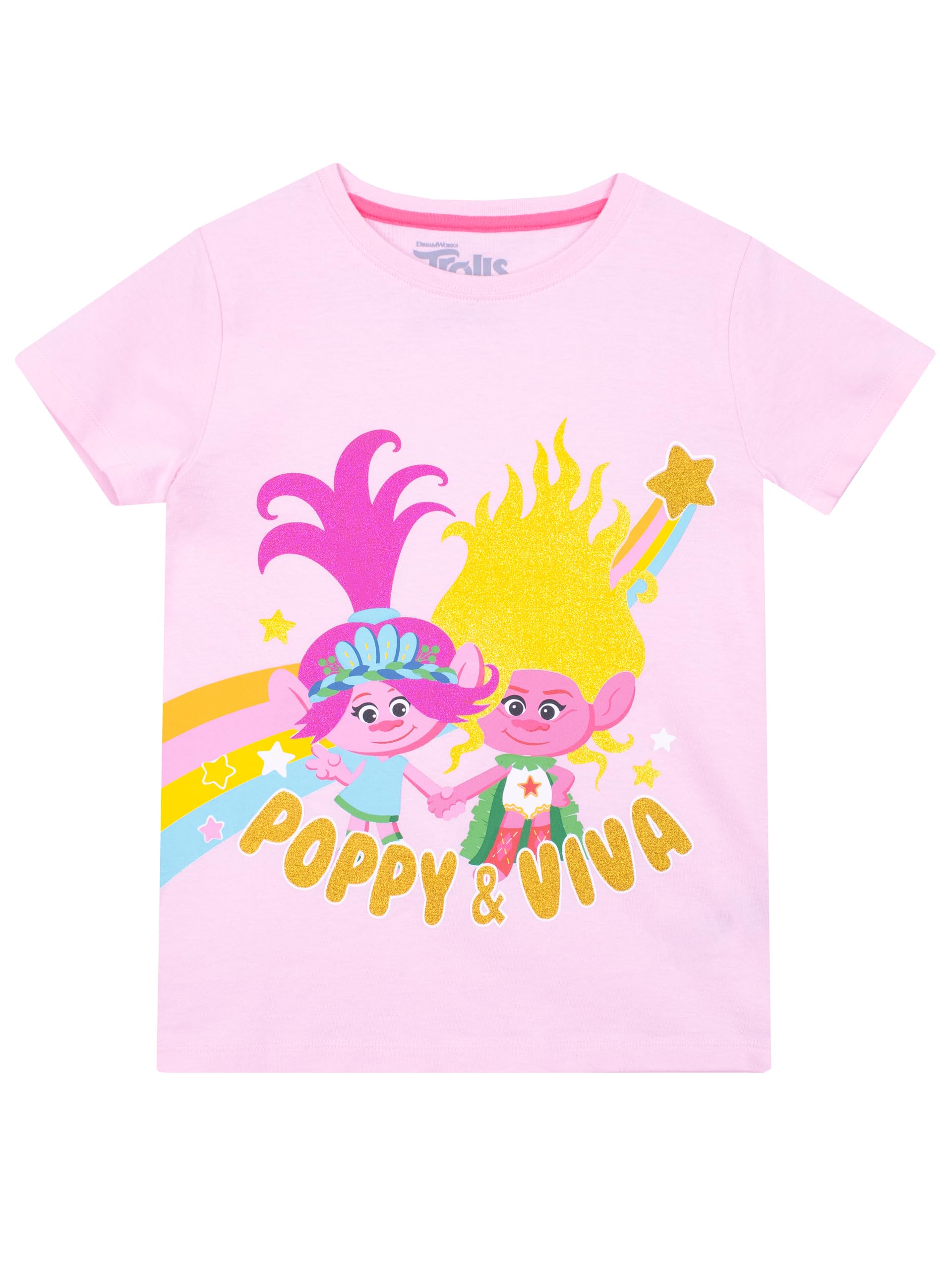 DREAMWORKS TROLLS T-Shirt | Viva and Poppy Tshirt | Troll T-Shirts for Girls | Official Merchandise