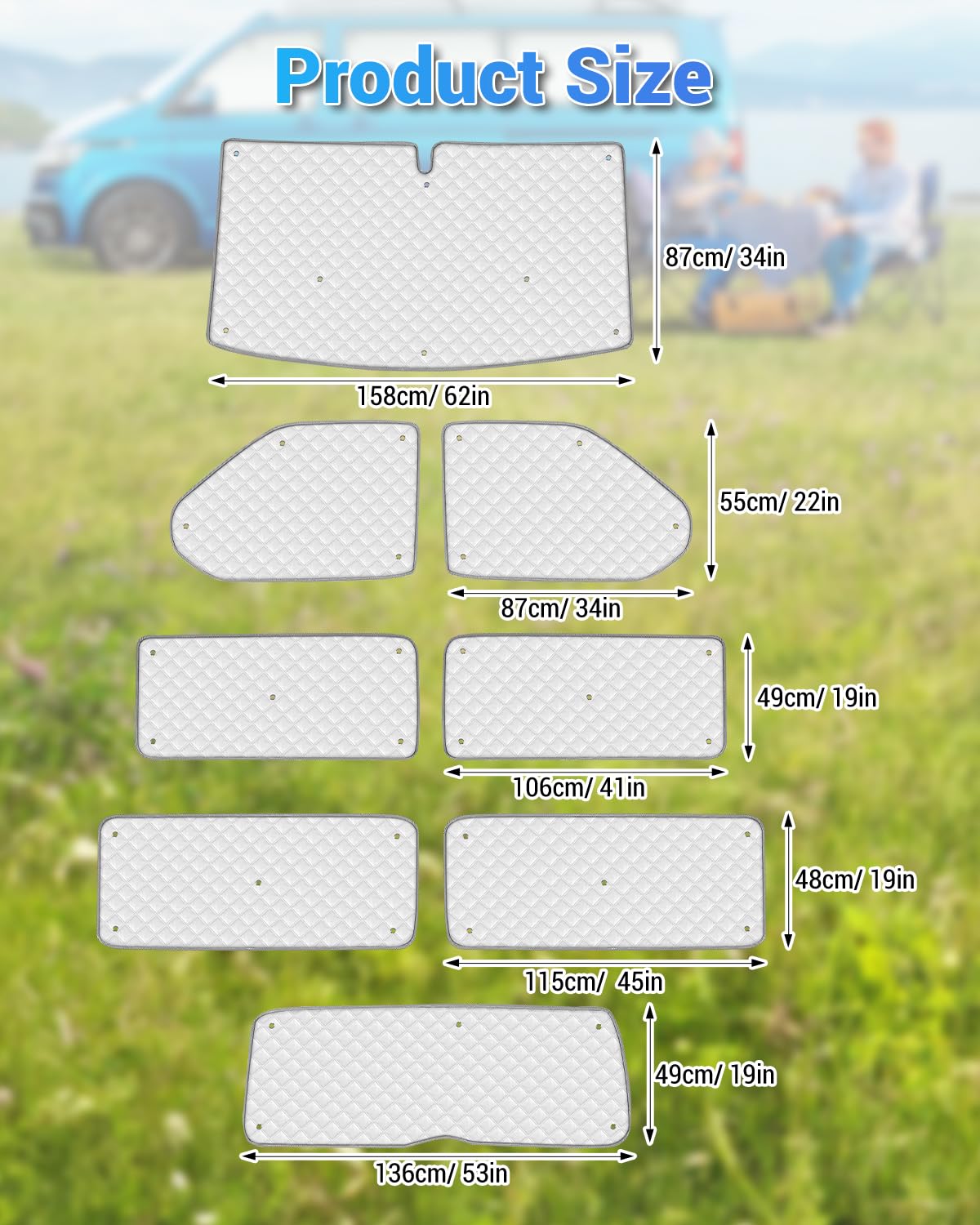 Accessoire Vw Transporter Pare-Soleil SUPAREE T5 T6 - 8 Pièces Isolation Thermique Camping-Car Pare-soleil Fourgon VW T5 T6