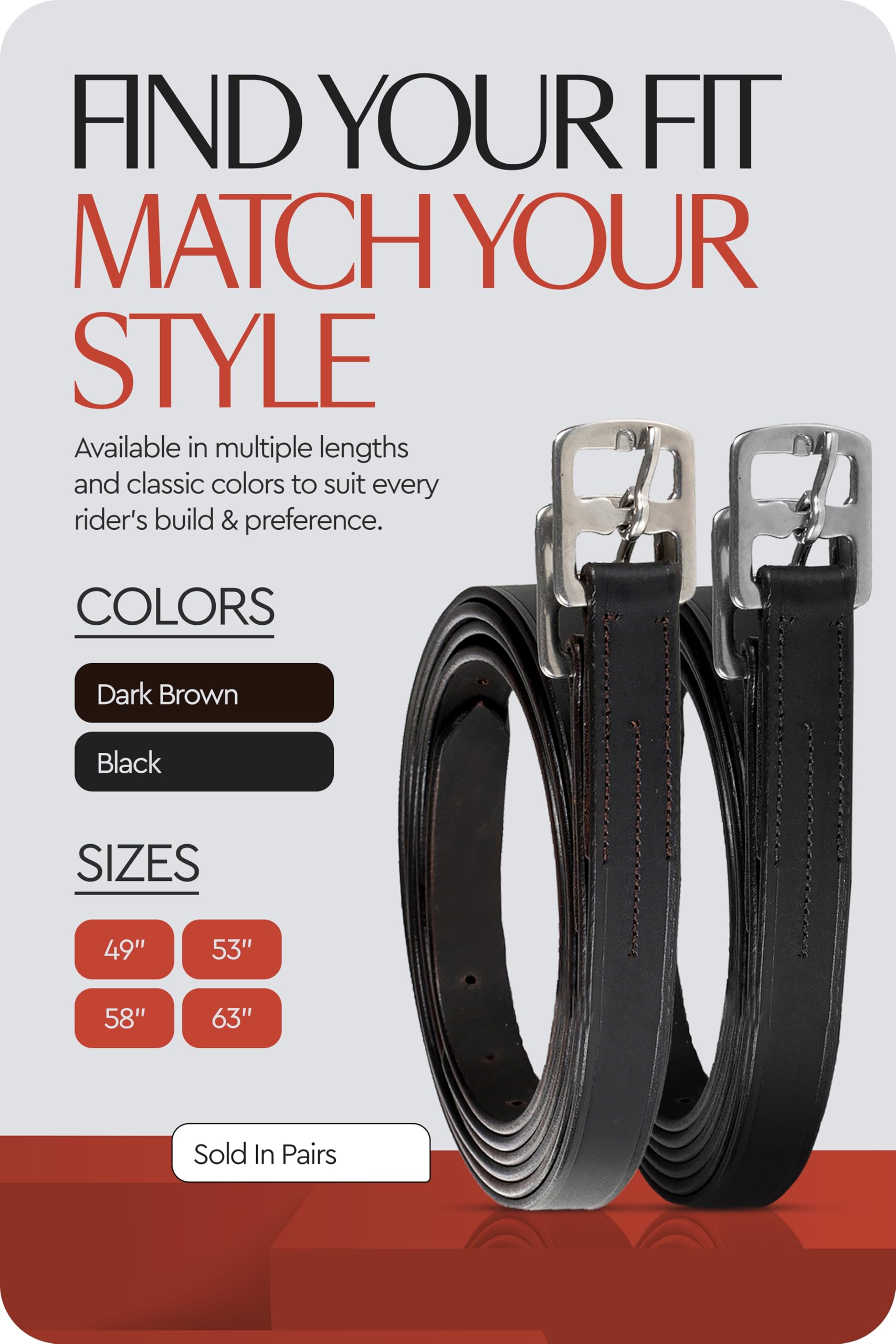 Horze Stirrup Leathers, Dark Brown, 49" - Image 2