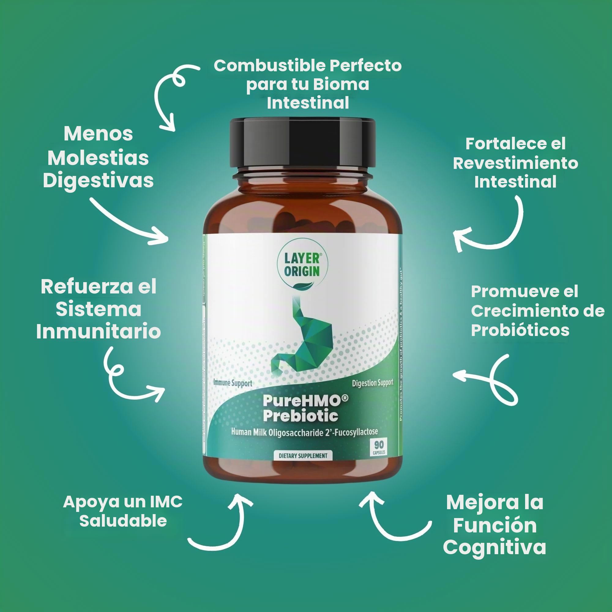 PureHMO Super Prebiotic - Oligosacárido de leche humana (HMO 2'-Fucosilactosa) - 98% Pureza
