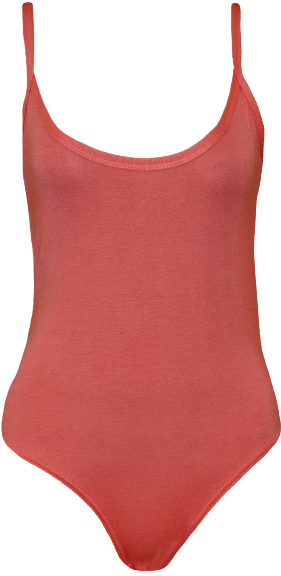 Wearall Women's Coral Strappy Sleeveless Camisole Vest Bodysuit Leotard Top - 8-10