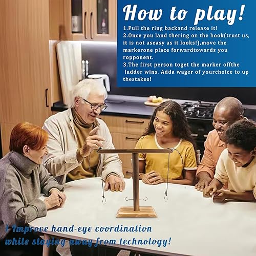 Miniatura 5 de Ring Toss Game for Adults, Hook and Ring Game for Adults, Indoor and Outdoor Ring Game on a String, Christmas Games, Ring Toss with Shot Ladder Game