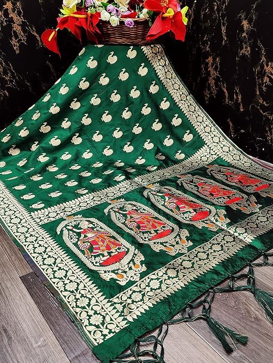 Women's Woven Banarasi Silk Zari Dupatta/Chunni, Width 1 Meter, Length 2.5 Meter By The Great Indian Store2