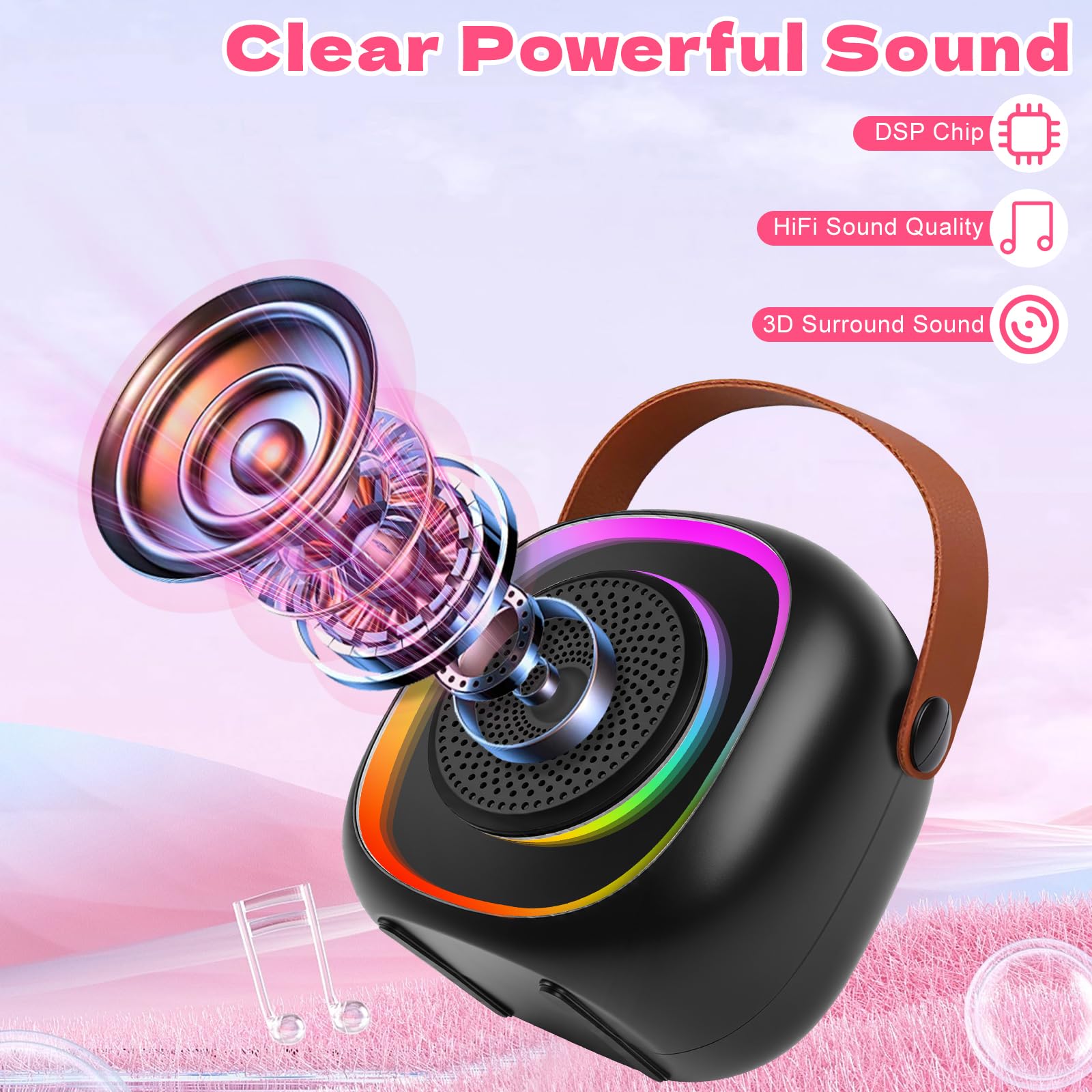 Microfono Senza Fili Karaoke Giocattoli 2 Microfono Bluetooth Portatile con Luci LED per Bambini Adulti