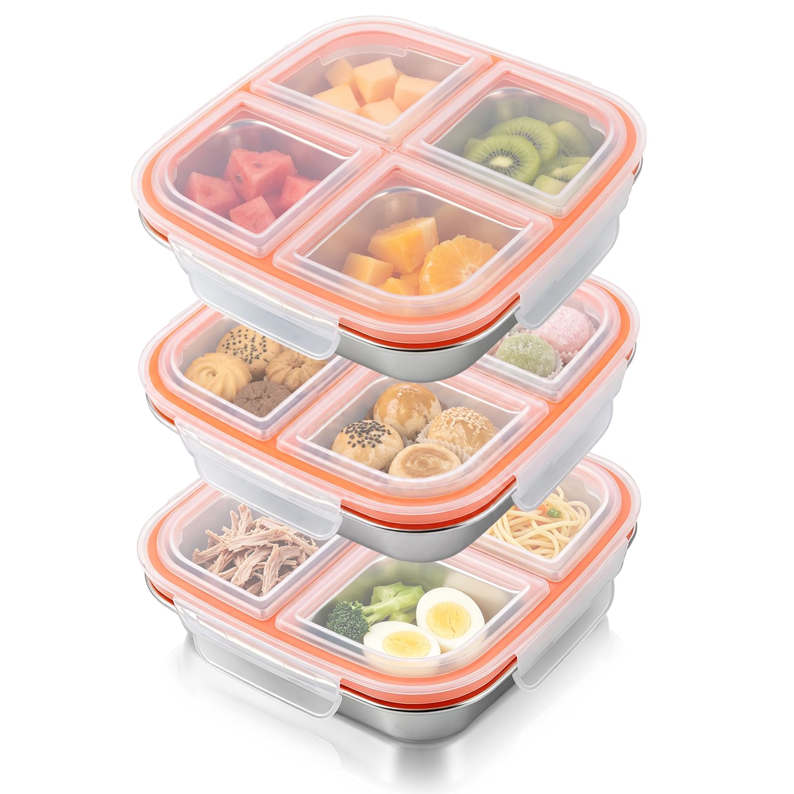 Boîte à goûter avec compartiments en acier inoxydable 600 ml