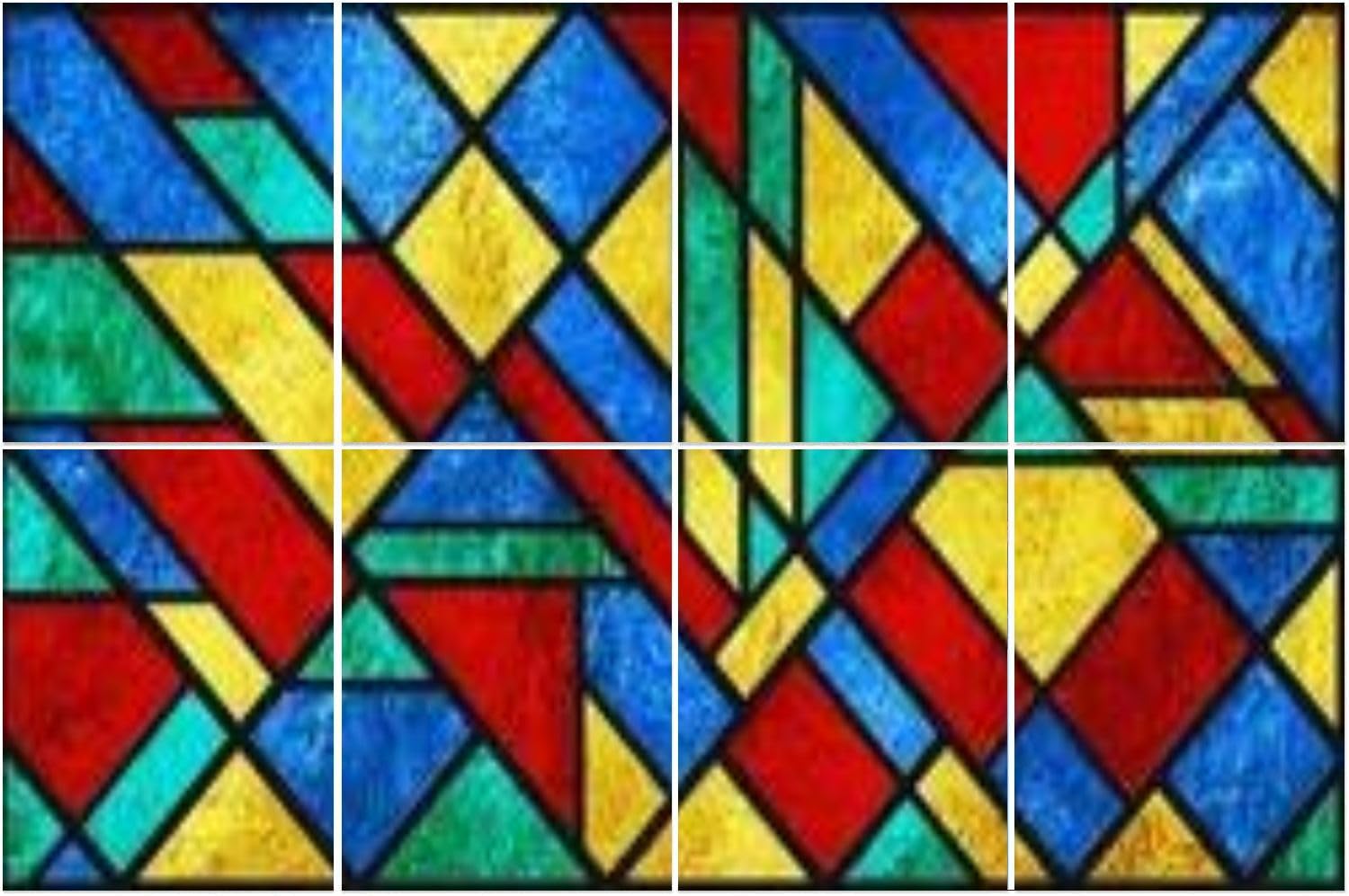 8 Pack Art Acoustic Panels Sketch colored stained glass