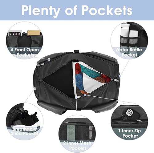 Miniatura 4 de sportsnew Bolsas de gimnasio de yoga para mujer con compartimento para zapatos, bolsillos de almacenamiento en seco húmedo y soporte ajustable