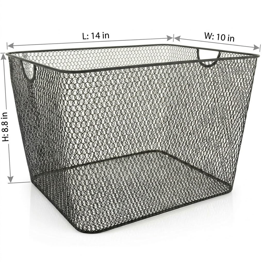 YBM HOME 1040s-2 Aufbewahrungskorb für Haushalt, Drahtgeflecht, Metall, Stahl, offenes Abfalleimer, Organizer für Küche, Schrank, Speisekammer, Obst und Gemüse, 2er-Pack, 35,6 x 25,4 x 22,6 cm