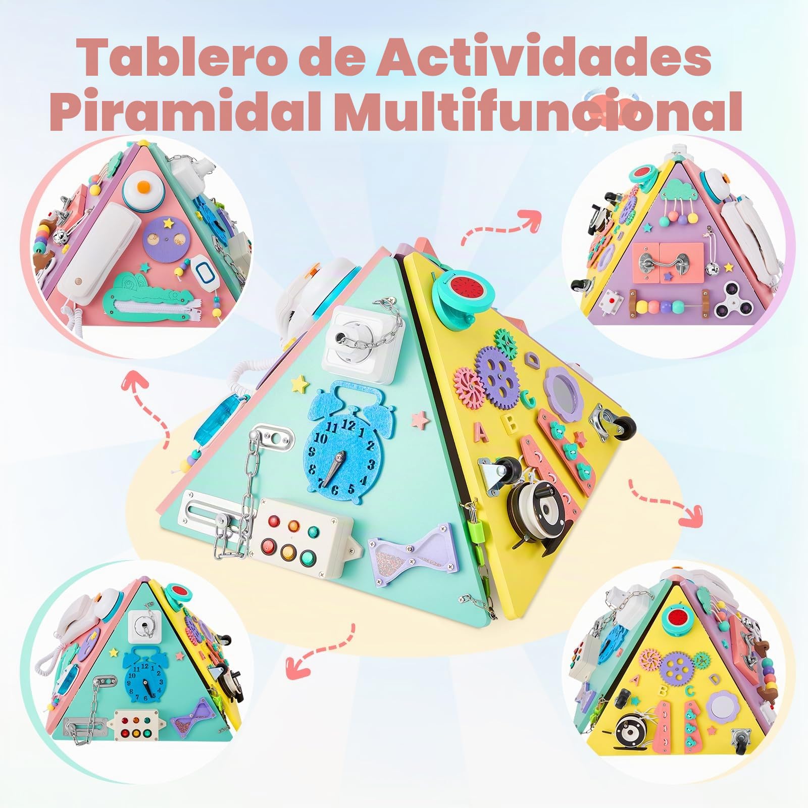 Juguetes Montessori para niños pequeños, Tablero Ocupado para niños pequeños, Forma de pirámide, Cubo Educativo