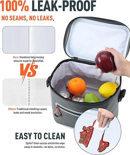 Miniatura 3 de Bolsa térmica de lados suaves, caja de hielo portátil para 71630 latas, impermeable, a prueba de fugas, enfriador aislado para almuerzo, playa,