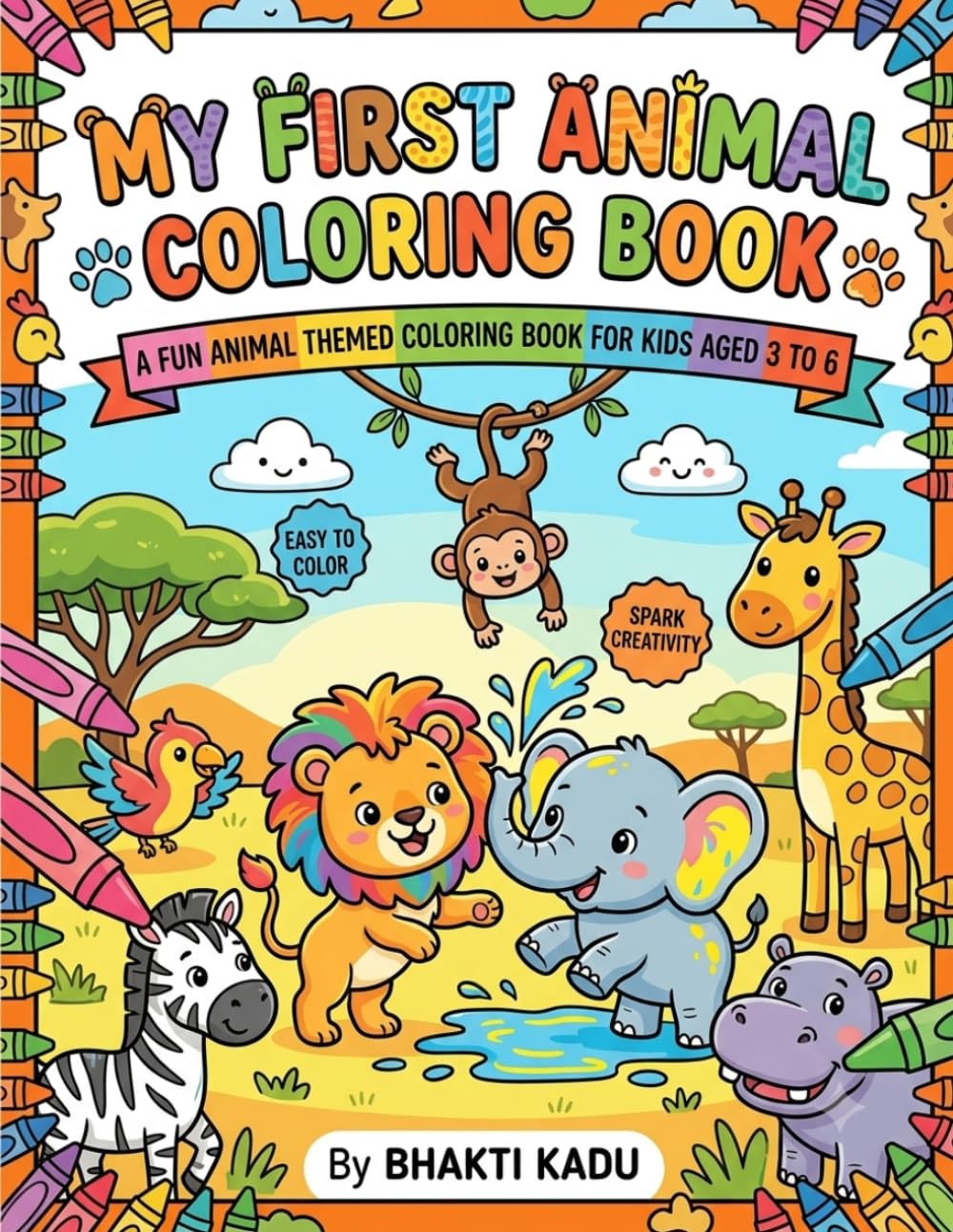 Cute animals coloring book: Cute and Easy Animal Coloring Pages with Bold, Thick Lines for Toddlers, Preschoolers, and Kindergarten Kids