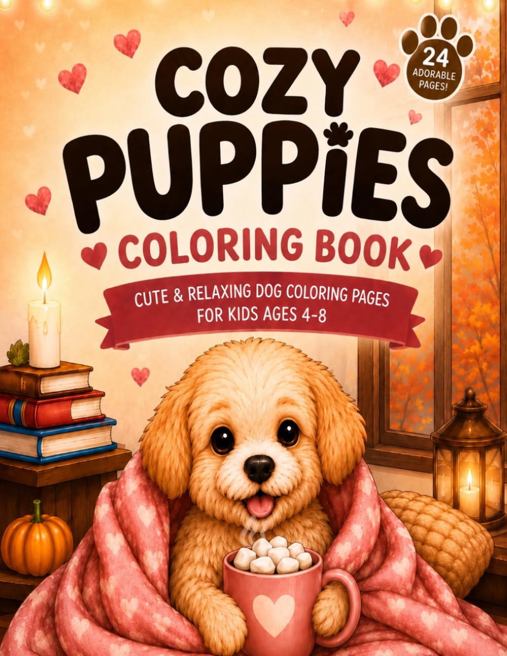 Cozy Puppies Coloring Book: Cute & Relaxing Dog Coloring Pages for Kids Ages 4-8 | Fun and Easy Animal Activity Book