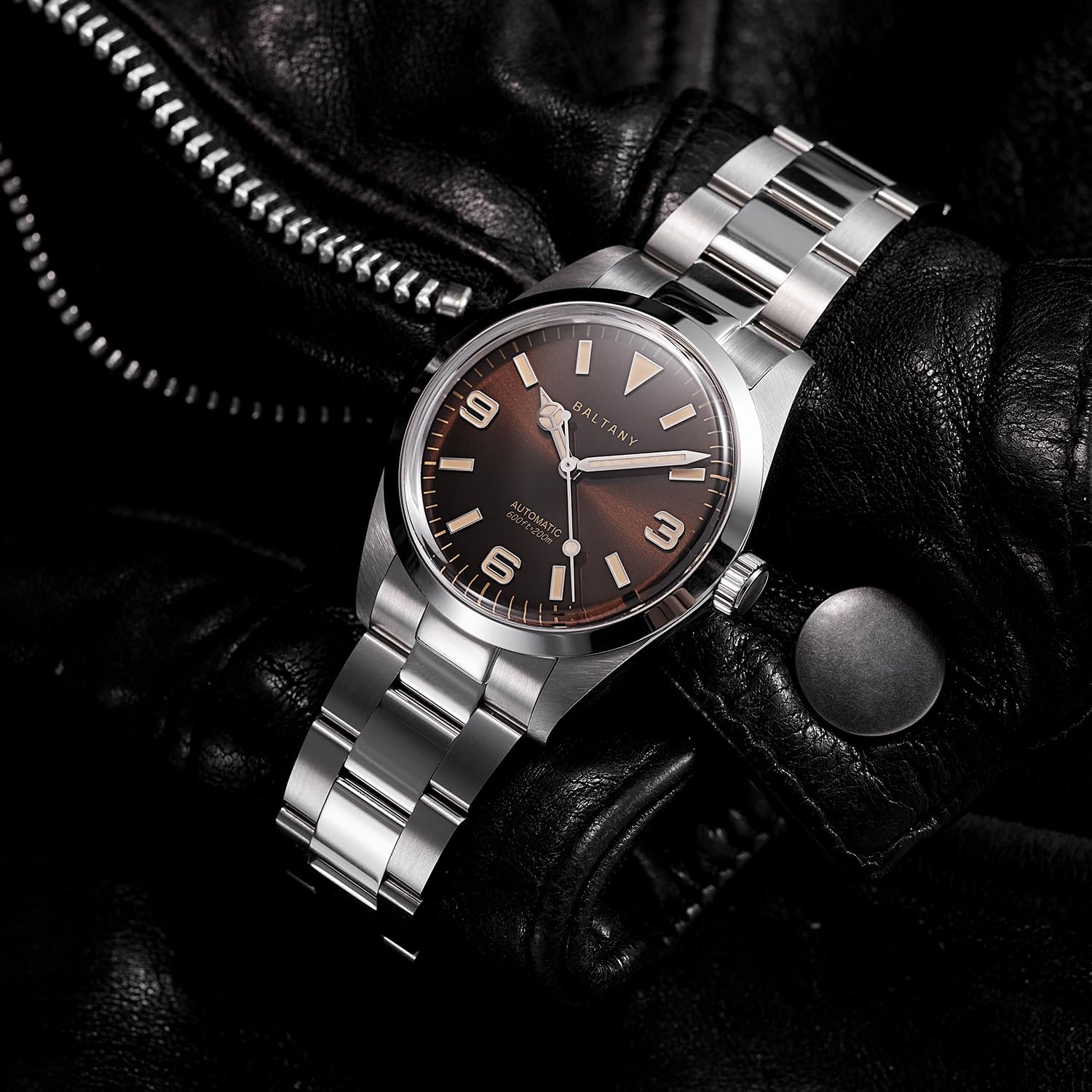 Baltany Explorer Homage Montre automatique 36/39 mm étanche vintage GADA pour homme avec luminescence