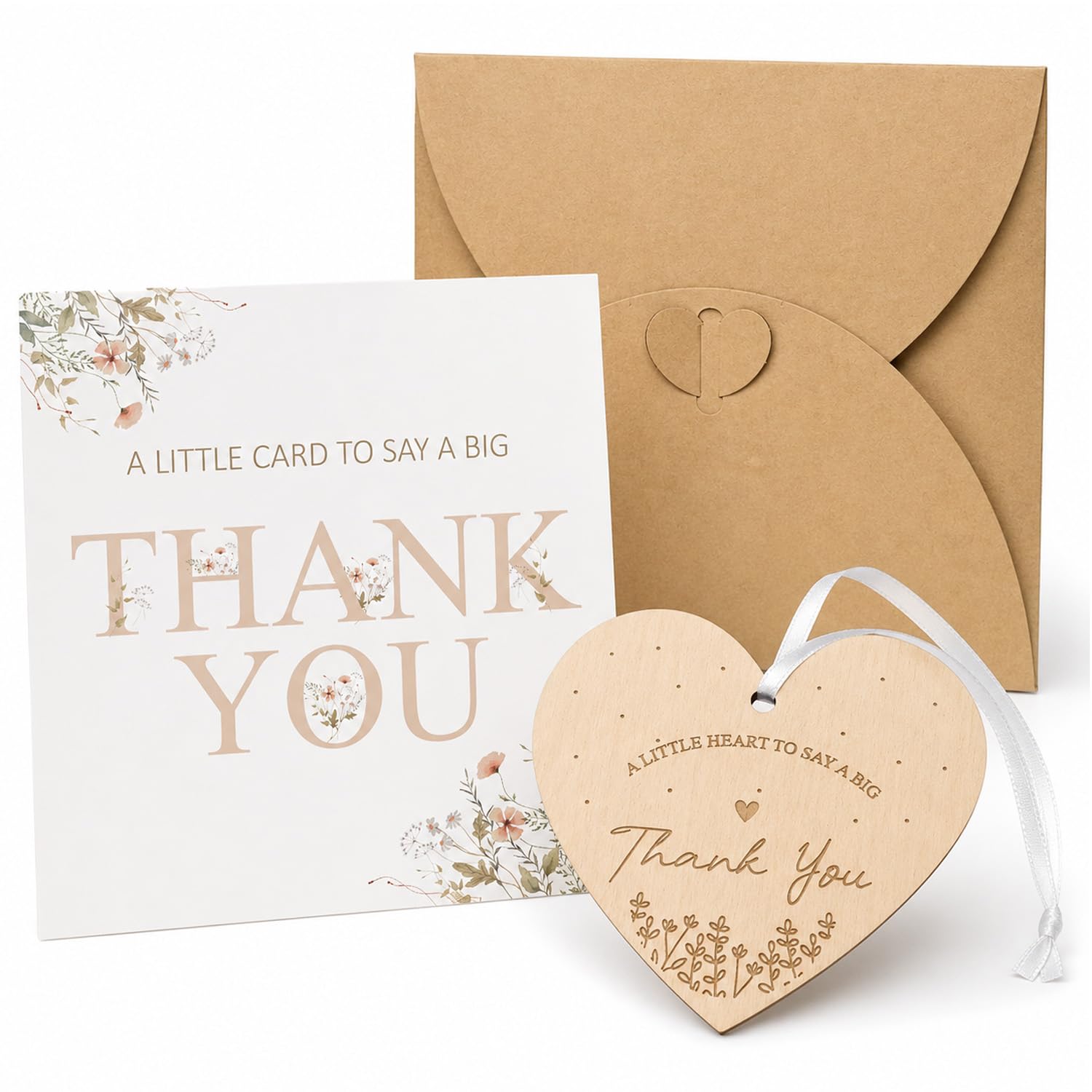 Thank You Card Wooden Heart Plaque Thank You Gift for Teachers, Colleagues Friends and Family