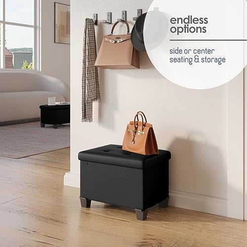 Miniatura 60 de Otomana plegable para dormitorio o sala de estar, con contenedores de almacenamiento, reposapiés para el extremo de la cama, soporta hasta 660 lb,