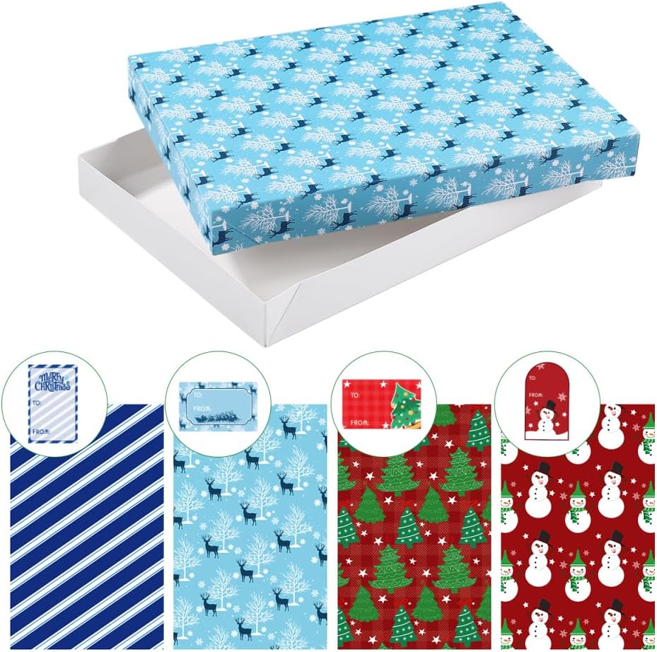 Miniatura 3 de Cabilock Paquete de 12 cajas de regalo de Navidad con tapas, cajas de papel kraft impresas para envoltura festiva de Navidad, camisas, batas,