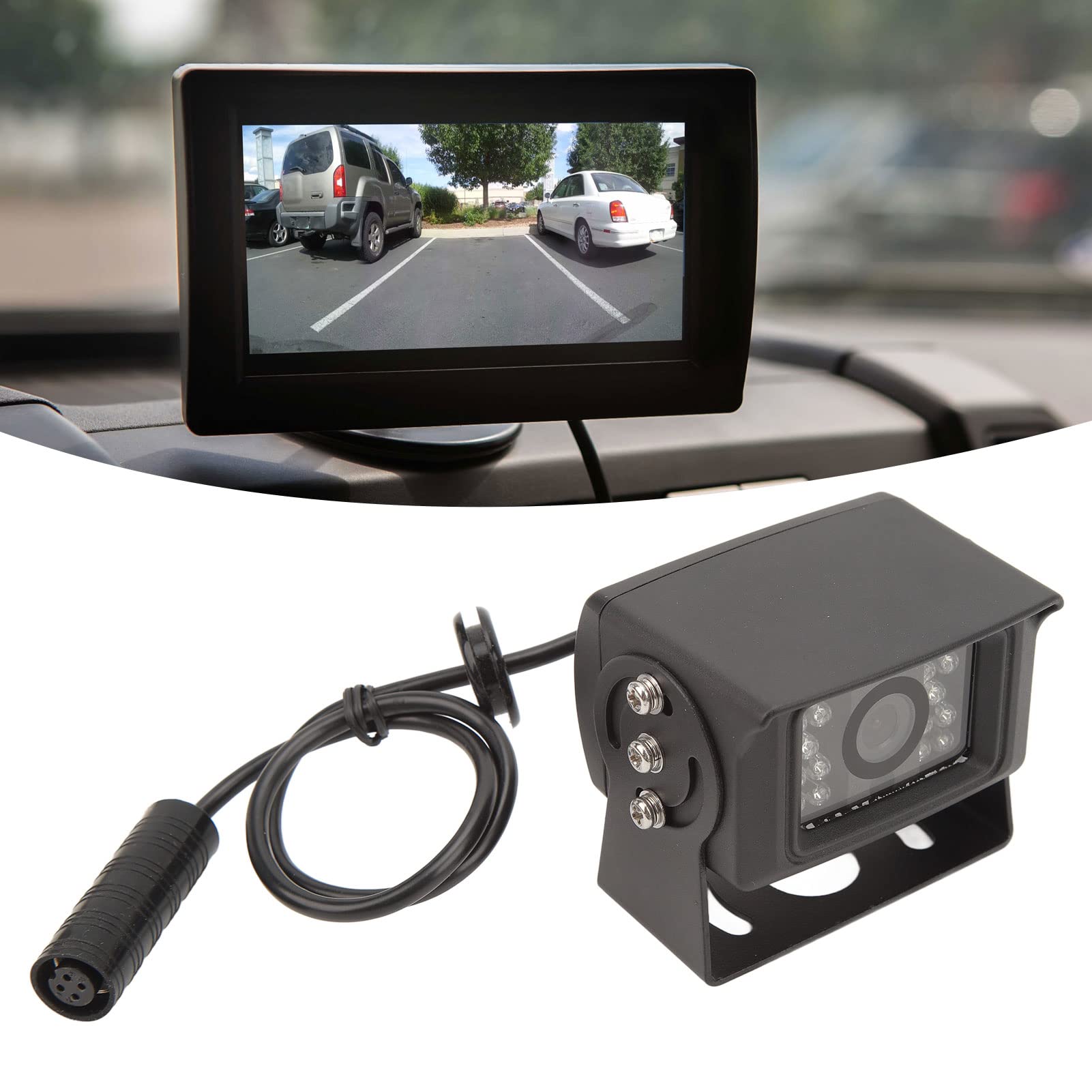 Telecamera posteriore impermeabile 1080p con visione notturna e 18 luci LED a infrarossi per camion, , auto (NTSC)