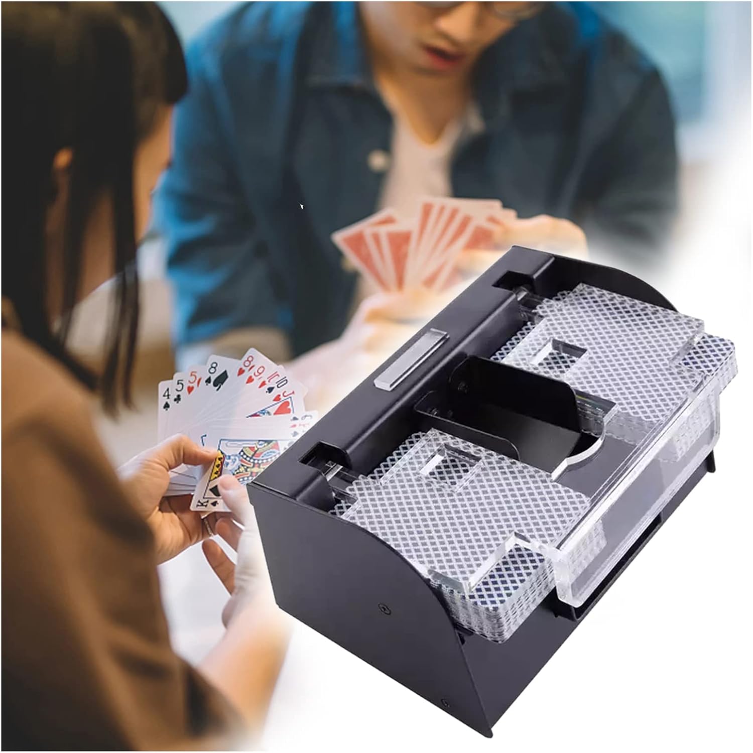 Card Shuffler, 2 Deck Automatic Card Shuffler Electric Casino Shuffling Machine for