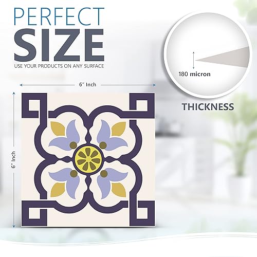 Miniatura 6 de Juego de 24 calcomanías para azulejos, auténticas calcomanías tradicionales de Talavera, calcomanías para azulejos de baño y cocina, fáciles de