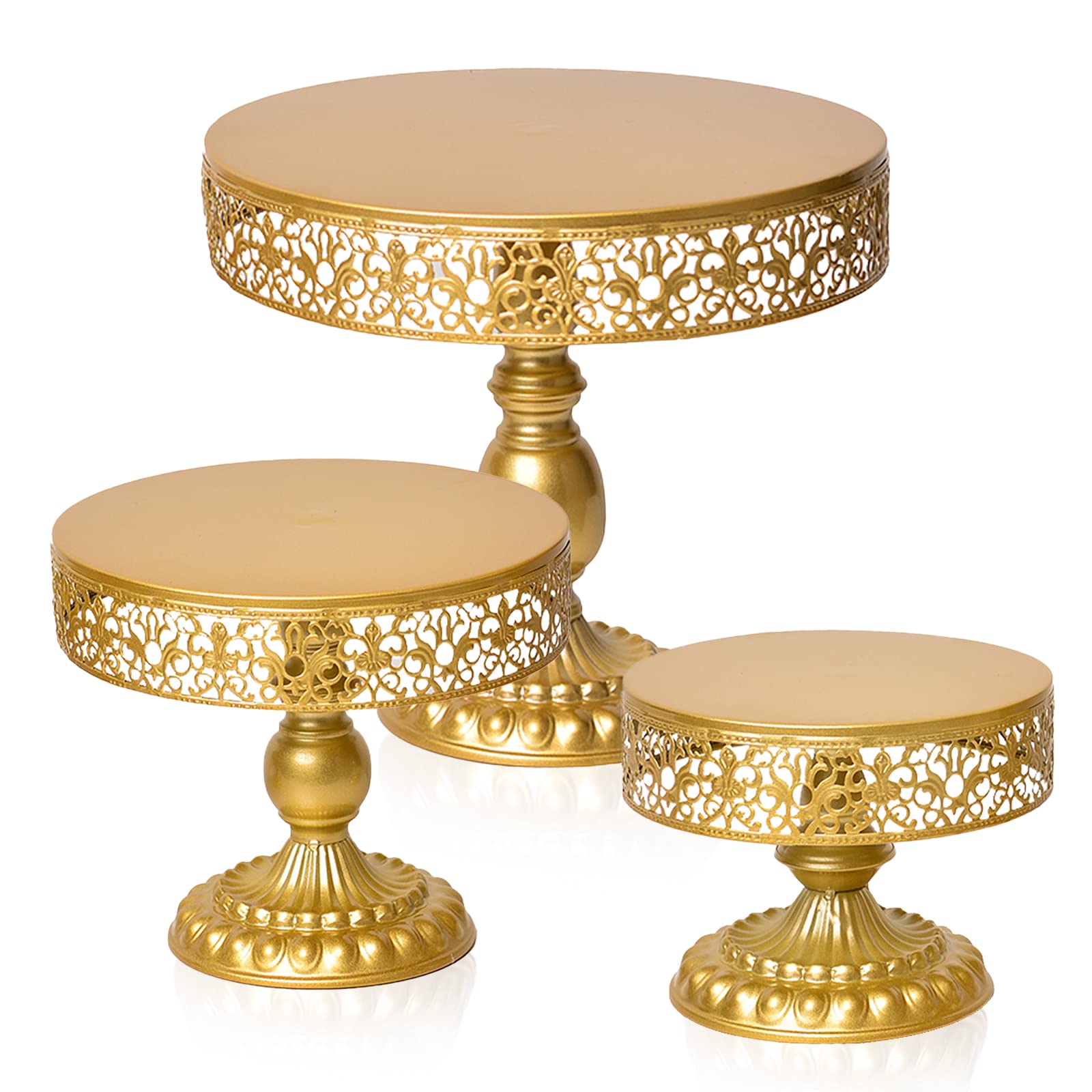 3 Packs Round Gold Cake Stand, Dessert Table Display Set, Candy Fruite Cupcake Pastry Plate for Wedding, Birthday, Company Party Celebration