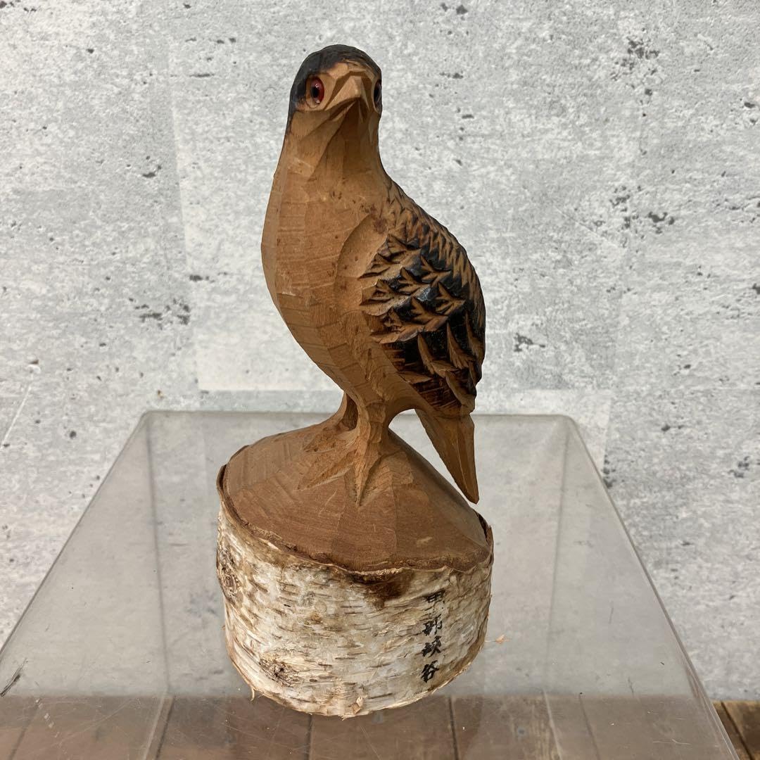 Amazon.co.jp: 黒部峡谷 一刀彫 白樺 雷鳥 置物 鳥 オブジェ