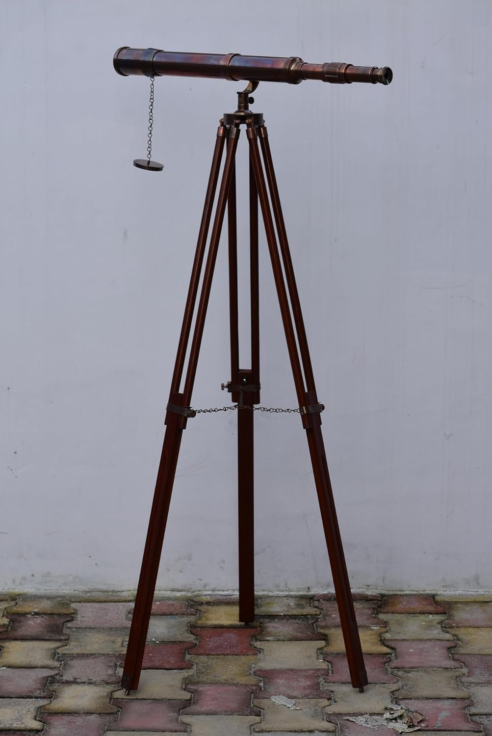 Antique Telescope | Vintage Brass with Wooden Stand | Ideal for Nautical Decor, Home Accent and Gift