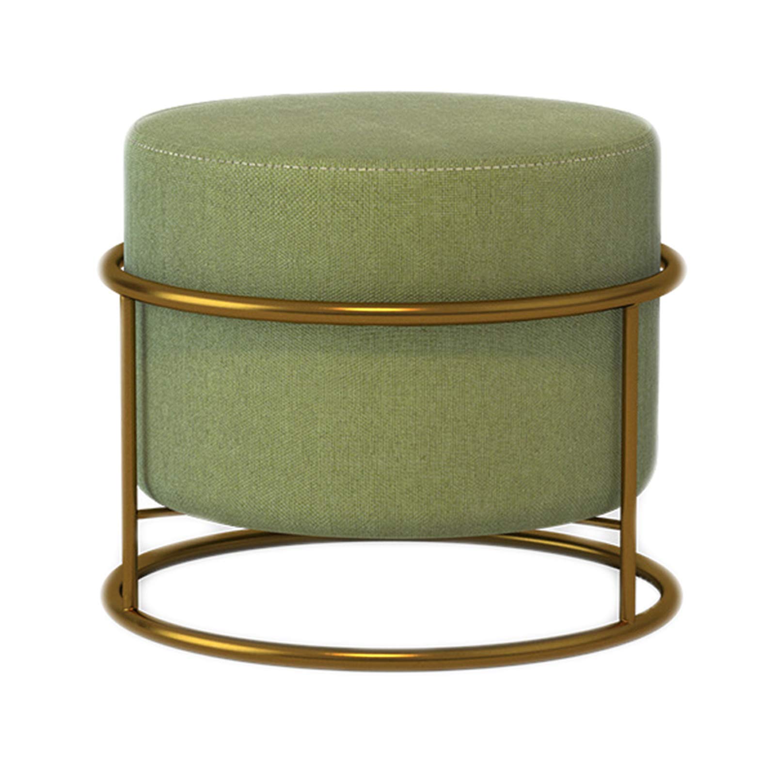 Round Foot Stool Leg Rest Soft Tufted Ottoman, Modern Linen Pouffe Chair Change Shoes Stool Upholstered Footstool for Home Living Room Bedroom Office,Linen Matcha