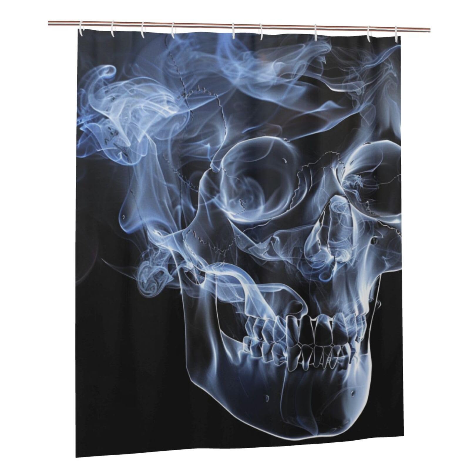 BWWHCCTI Skull Printed Shower Curtain With 12 Plastic Hooks Opaque Quick Drying Waterproof Shower Curtains Sets For Bathroom 152x183 Cm