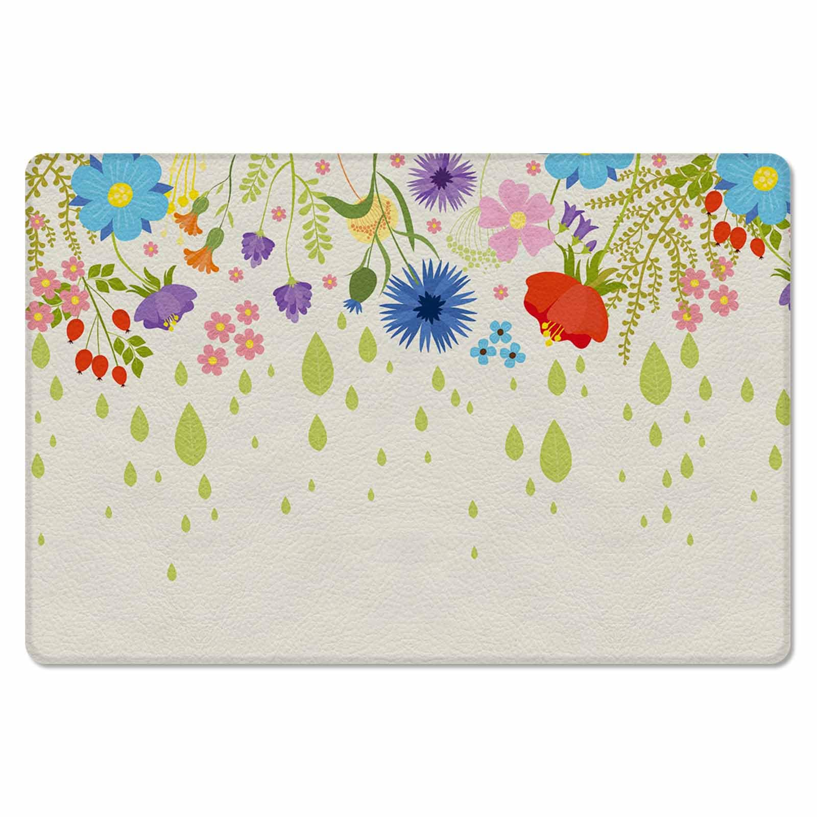 Colorful Flower Boho Antifatigue Kitchen Bath Door Mat Cushioned Runner Rug,Washable Welcome Floor Sink Mat,Waterproof & Non-Slip Standing Doormat for Kitchen,Modern Minimalist Tropical Leaves 20