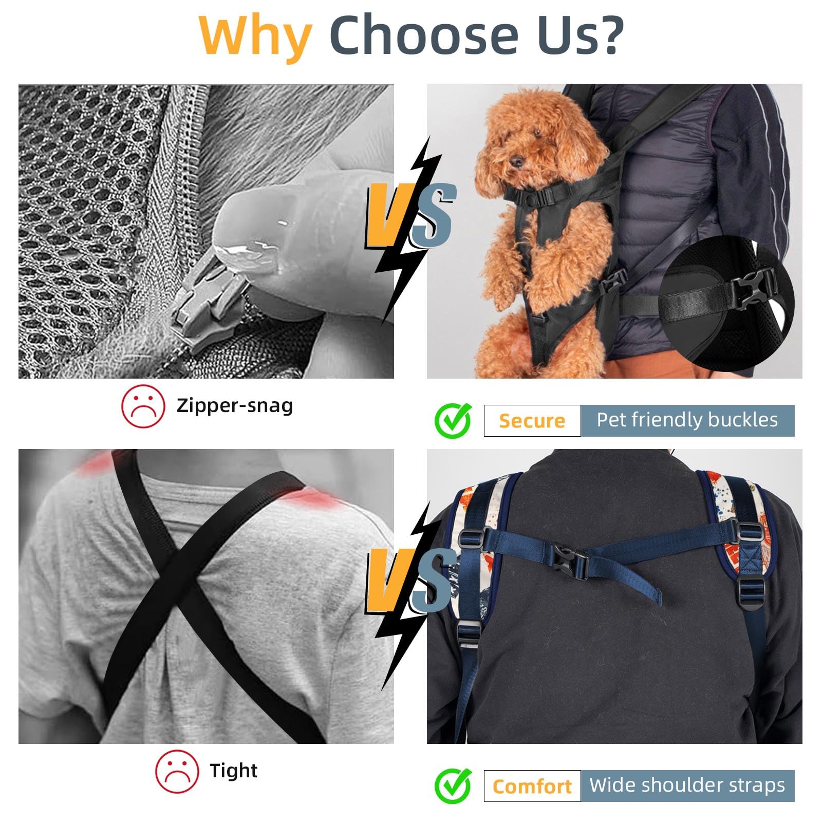 Dog Front Carrier Backpack, Dog Backpack Carrier Soft Pad, Pet Legs Out - Image 4