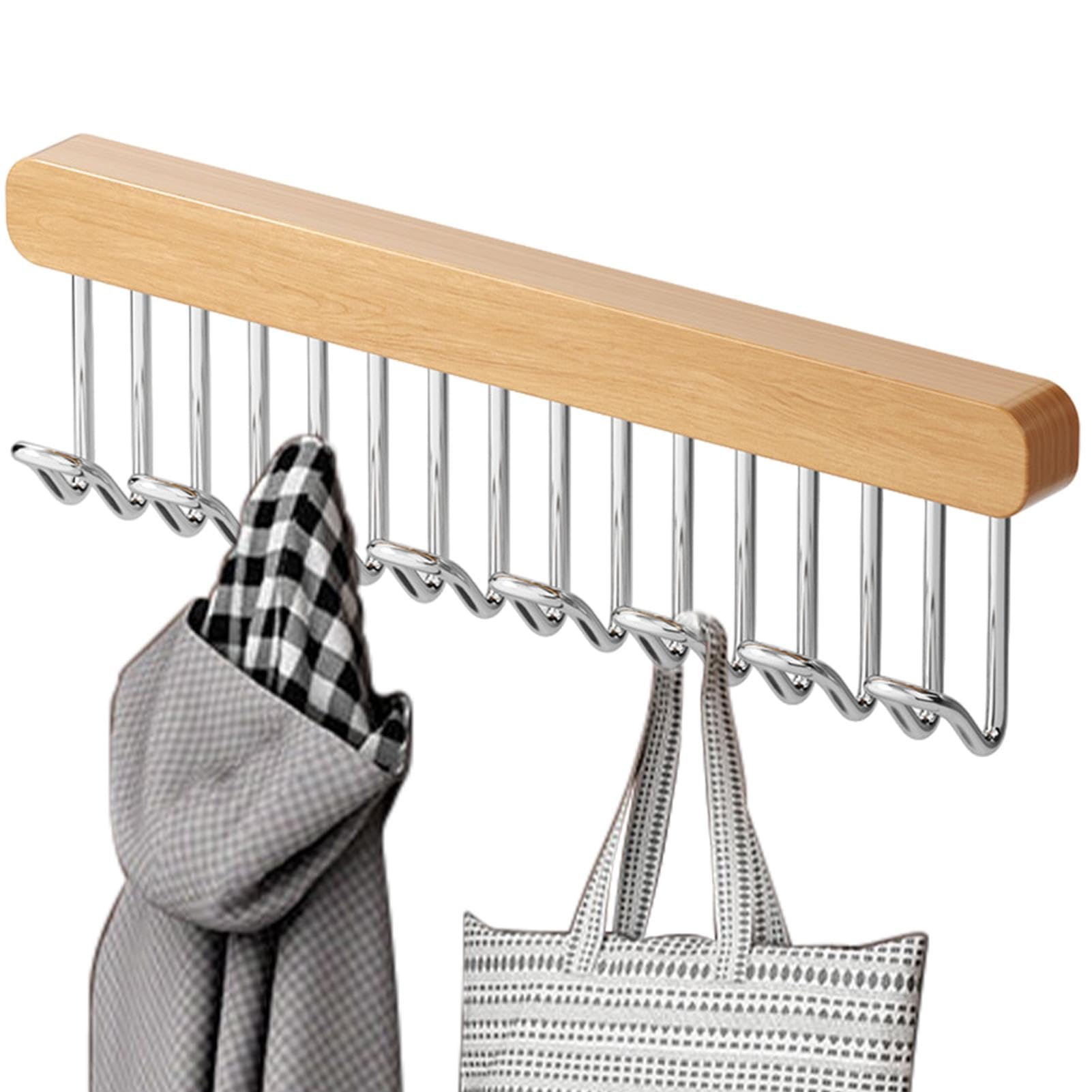 Coat Rack with Hooks Space Saver Hanger with 8,Sliding Hanger - Clothes Hanger Bras