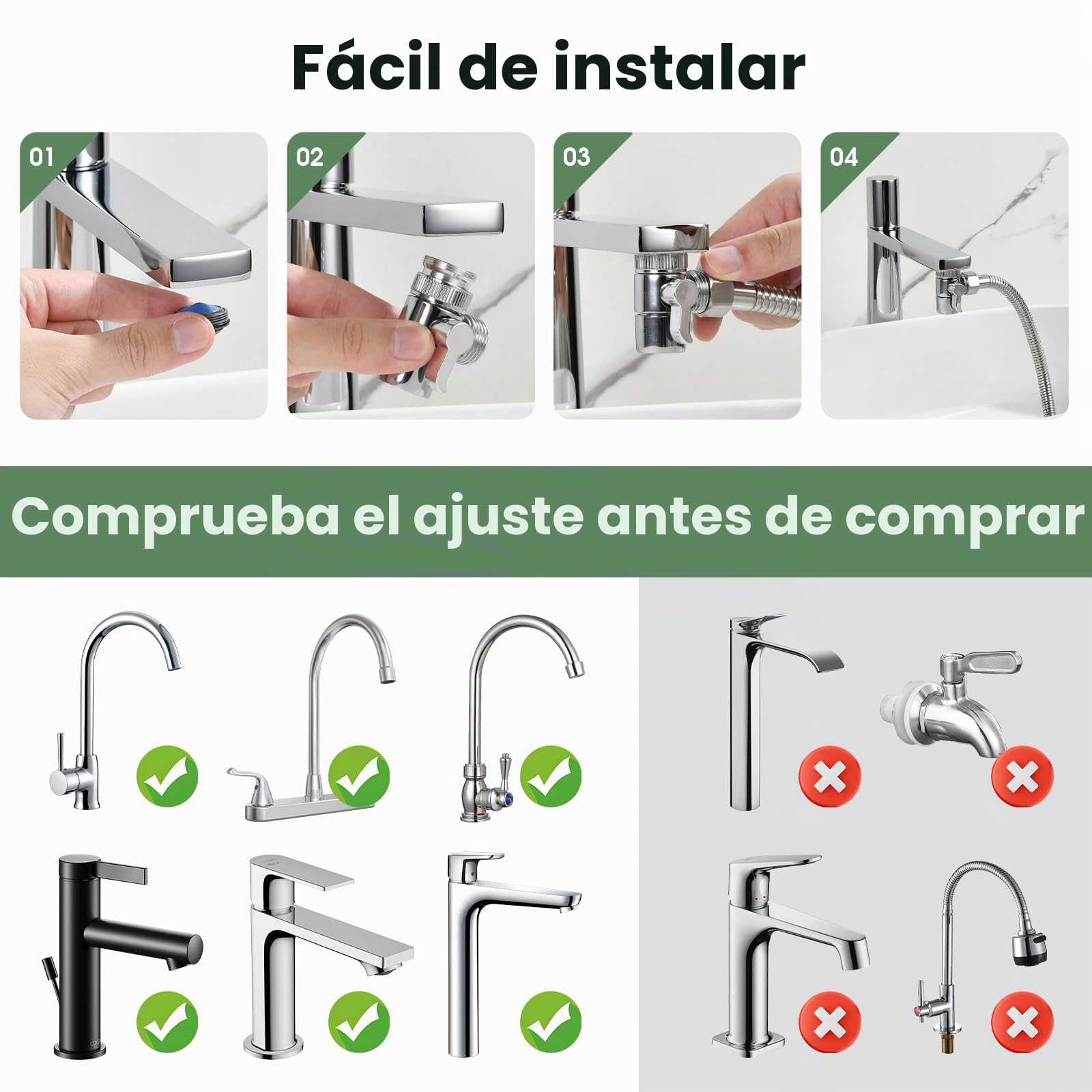 Bidé de ducha de mano para grifo de lavabo, juego de ducha de acero inoxidable con conector, manguera y soporte para el cuidado corporal, para bañar mascotas y limpiar pañales de tela